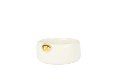 "Piper" White Porcelain Ring With Gold