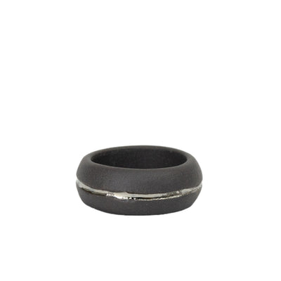 "Colby" Black Porcelain Ring With Platinum