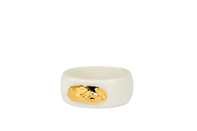 "Sophia" White Porcelain Ring With Gold
