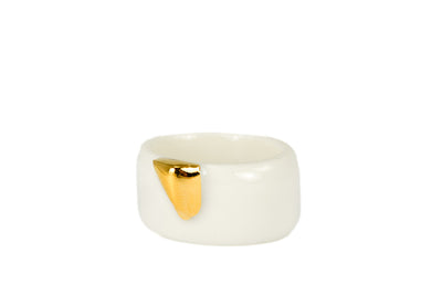 "Piper" White Porcelain Ring With Gold