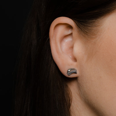 Gray handmade stud earrings