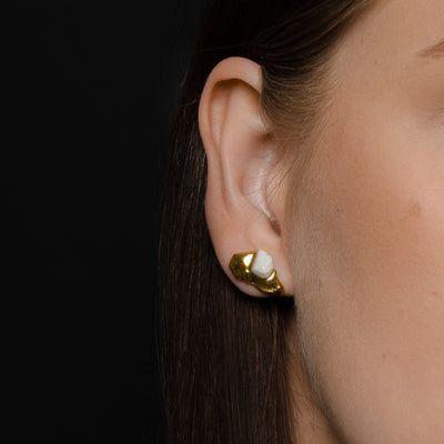 Ooak gold stud earrings.