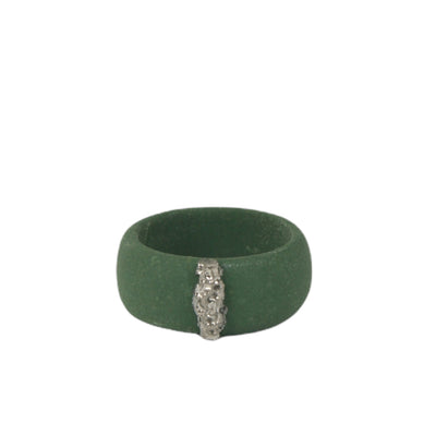 "Scarlett" green porcelain ring plated with platinum by freakyfoxx algina midvere
