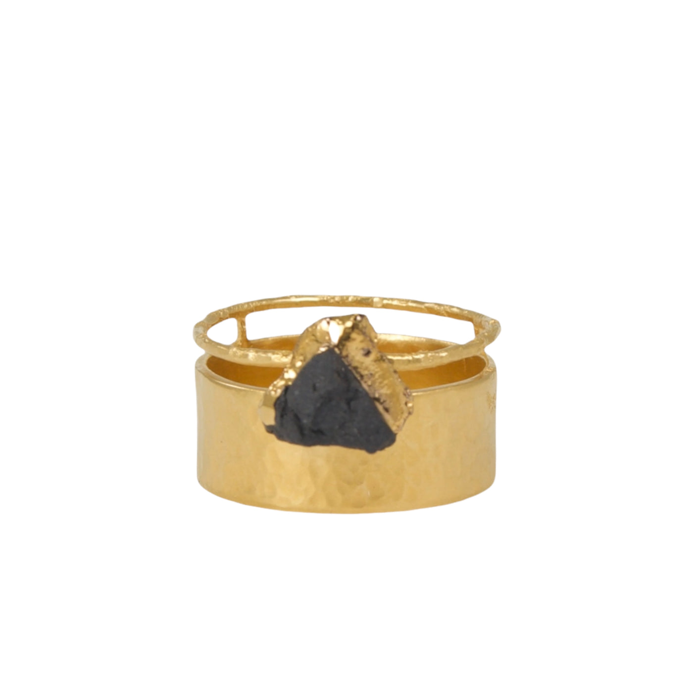 "Mindat" Gold Plated Silver Ring With Porcelain