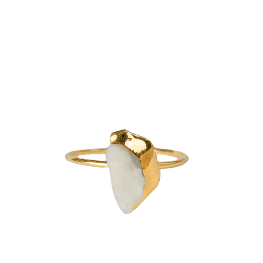 "Matara" Gold Plated Silver Ring With Porcelain