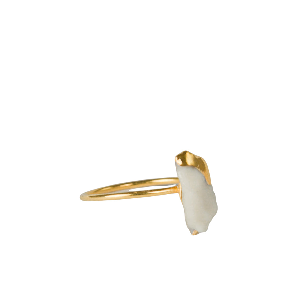 "Matara" Gold Plated Silver Ring With Porcelain