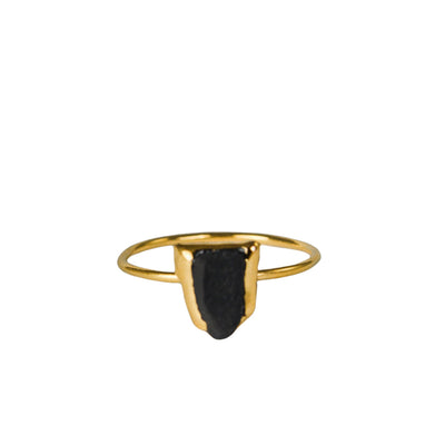 "Agra" Gold Plated Silver Ring With Porcelain