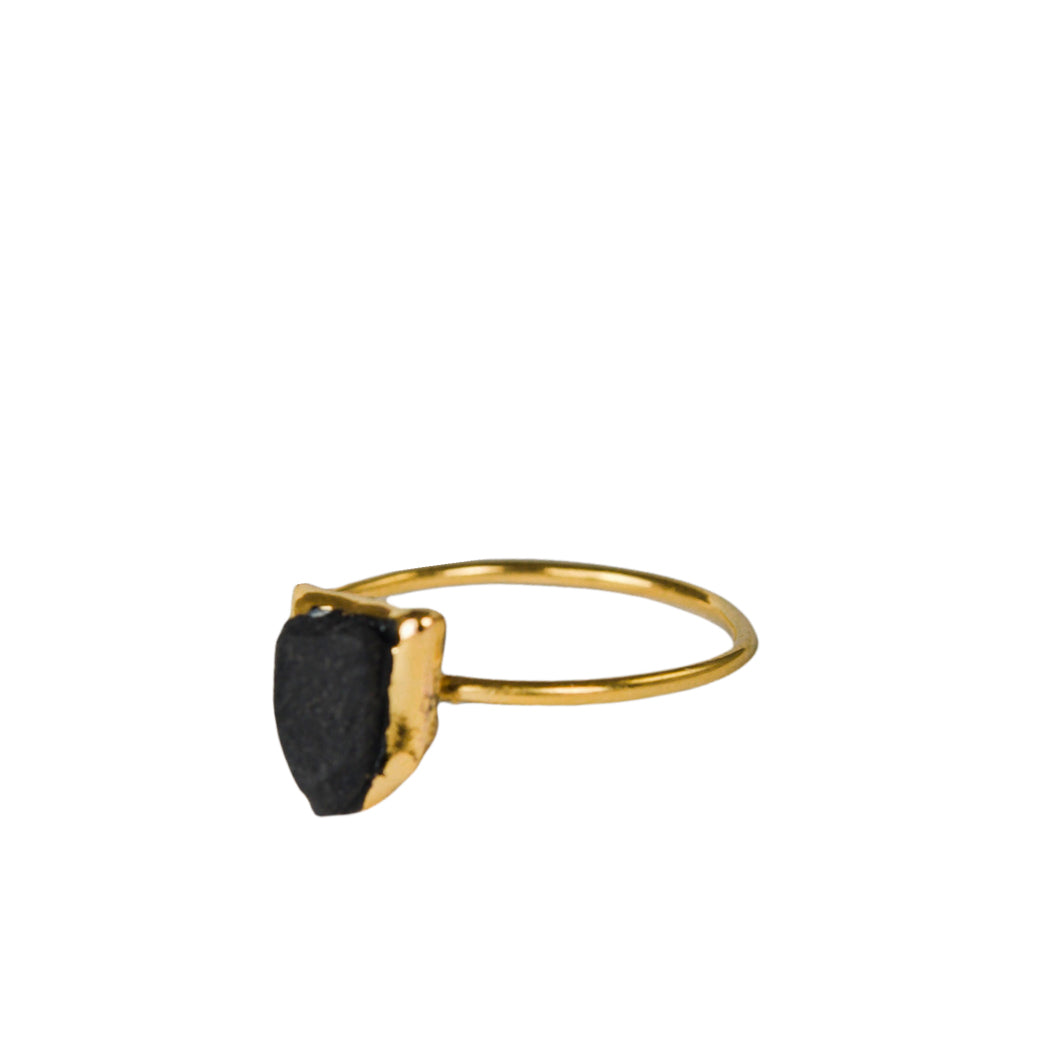 "Agra" Gold Plated Silver Ring With Porcelain