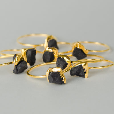 "Agra" Gold Plated Silver Ring With Porcelain