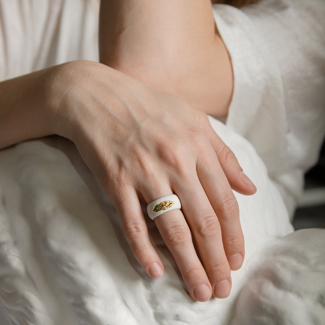 "Naomi" Porcelain Ring With Gold