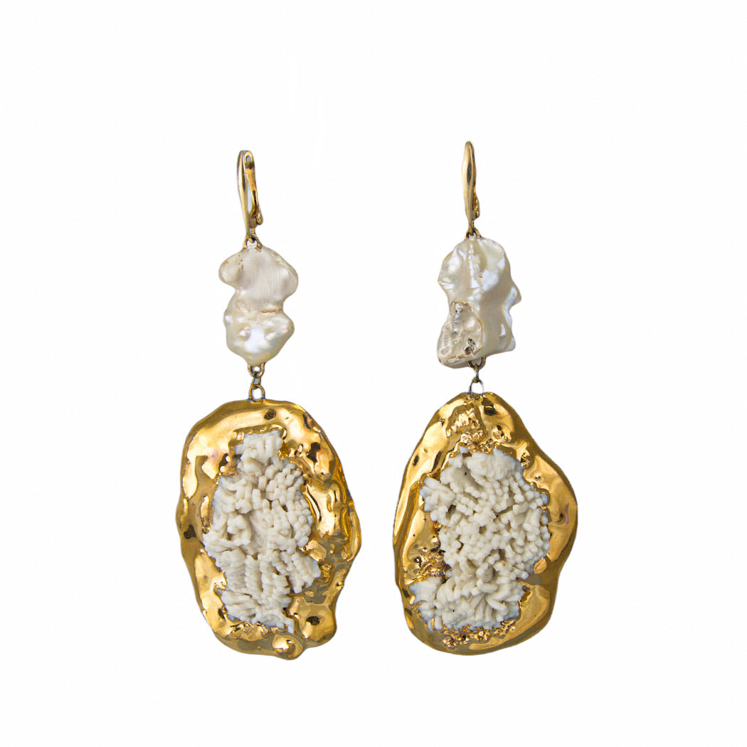 "Eauthalia" Gold Porcelain Earrings