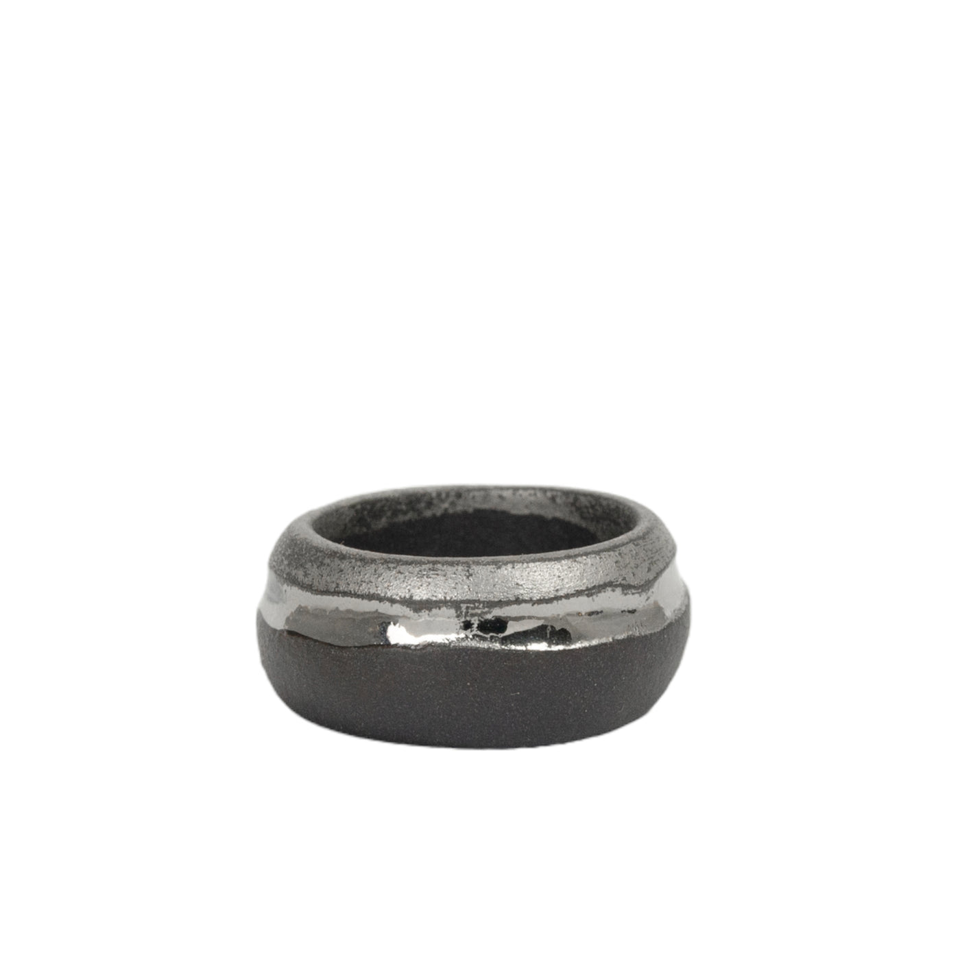"Abeny" Black Porcelain Ring With Platinum