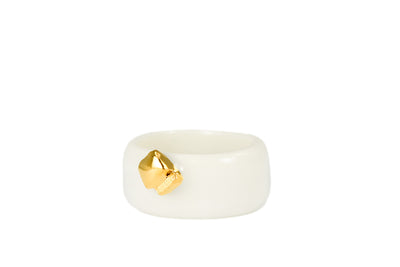 "Piper" White Porcelain Ring With Gold