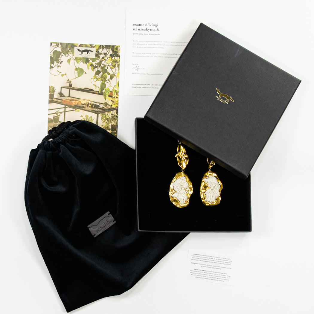 "Brenta" Platinum Porcelain Earrings