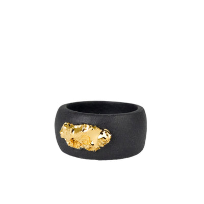 "Caroline" Black Porcelain Ring With Gold