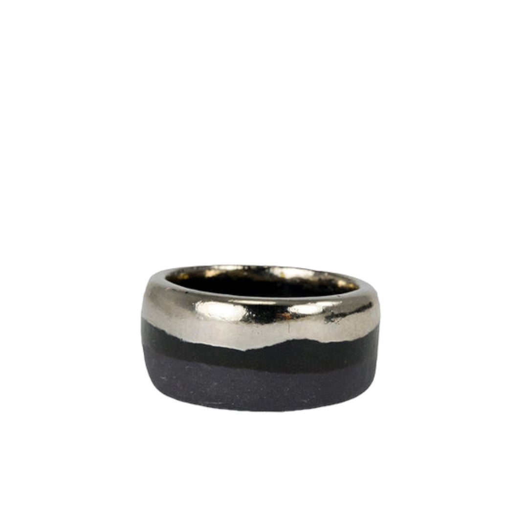 "Amelia" juodo porceliano žiedas su platina