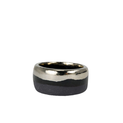 "Amelia" Black Porcelain Ring With Platinum